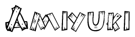 The clipart image shows the name Amiyuki stylized to look like it is constructed out of separate wooden planks or boards, with each letter having wood grain and plank-like details.