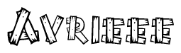 The clipart image shows the name Avrieee stylized to look like it is constructed out of separate wooden planks or boards, with each letter having wood grain and plank-like details.
