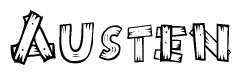 The clipart image shows the name Austen stylized to look like it is constructed out of separate wooden planks or boards, with each letter having wood grain and plank-like details.
