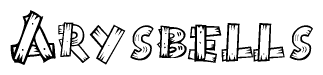 The clipart image shows the name Arysbells stylized to look like it is constructed out of separate wooden planks or boards, with each letter having wood grain and plank-like details.