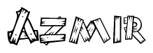The clipart image shows the name Azmir stylized to look like it is constructed out of separate wooden planks or boards, with each letter having wood grain and plank-like details.