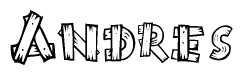 The clipart image shows the name Andres stylized to look like it is constructed out of separate wooden planks or boards, with each letter having wood grain and plank-like details.