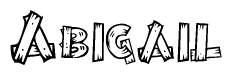 The clipart image shows the name Abigail stylized to look as if it has been constructed out of wooden planks or logs. Each letter is designed to resemble pieces of wood.
