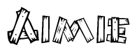 The image contains the name Aimie written in a decorative, stylized font with a hand-drawn appearance. The lines are made up of what appears to be planks of wood, which are nailed together