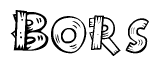 The clipart image shows the name Bors stylized to look like it is constructed out of separate wooden planks or boards, with each letter having wood grain and plank-like details.