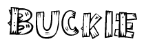 The clipart image shows the name Buckie stylized to look like it is constructed out of separate wooden planks or boards, with each letter having wood grain and plank-like details.