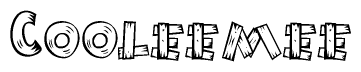 The clipart image shows the name Cooleemee stylized to look as if it has been constructed out of wooden planks or logs. Each letter is designed to resemble pieces of wood.