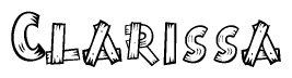 The clipart image shows the name Clarissa stylized to look as if it has been constructed out of wooden planks or logs. Each letter is designed to resemble pieces of wood.