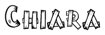 The clipart image shows the name Chiara stylized to look as if it has been constructed out of wooden planks or logs. Each letter is designed to resemble pieces of wood.