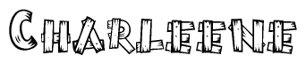 The clipart image shows the name Charleene stylized to look like it is constructed out of separate wooden planks or boards, with each letter having wood grain and plank-like details.