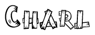 The clipart image shows the name Charl stylized to look as if it has been constructed out of wooden planks or logs. Each letter is designed to resemble pieces of wood.