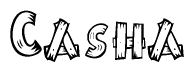The clipart image shows the name Casha stylized to look as if it has been constructed out of wooden planks or logs. Each letter is designed to resemble pieces of wood.