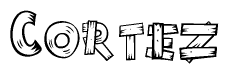 The clipart image shows the name Cortez stylized to look like it is constructed out of separate wooden planks or boards, with each letter having wood grain and plank-like details.