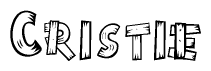 The clipart image shows the name Cristie stylized to look like it is constructed out of separate wooden planks or boards, with each letter having wood grain and plank-like details.