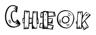 The image contains the name Cheok written in a decorative, stylized font with a hand-drawn appearance. The lines are made up of what appears to be planks of wood, which are nailed together