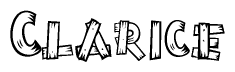 The clipart image shows the name Clarice stylized to look like it is constructed out of separate wooden planks or boards, with each letter having wood grain and plank-like details.