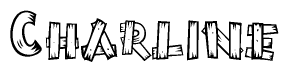 The clipart image shows the name Charline stylized to look as if it has been constructed out of wooden planks or logs. Each letter is designed to resemble pieces of wood.