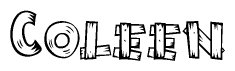 The clipart image shows the name Coleen stylized to look like it is constructed out of separate wooden planks or boards, with each letter having wood grain and plank-like details.
