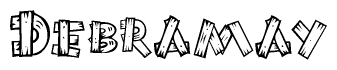 The image contains the name Debramay written in a decorative, stylized font with a hand-drawn appearance. The lines are made up of what appears to be planks of wood, which are nailed together
