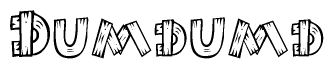 The clipart image shows the name Dumdumd stylized to look like it is constructed out of separate wooden planks or boards, with each letter having wood grain and plank-like details.