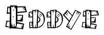 The clipart image shows the name Eddye stylized to look as if it has been constructed out of wooden planks or logs. Each letter is designed to resemble pieces of wood.
