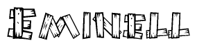 The clipart image shows the name Eminell stylized to look like it is constructed out of separate wooden planks or boards, with each letter having wood grain and plank-like details.