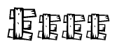 The clipart image shows the name Eeee stylized to look as if it has been constructed out of wooden planks or logs. Each letter is designed to resemble pieces of wood.