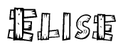 The clipart image shows the name Elise stylized to look like it is constructed out of separate wooden planks or boards, with each letter having wood grain and plank-like details.