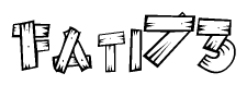 The clipart image shows the name Fati73 stylized to look like it is constructed out of separate wooden planks or boards, with each letter having wood grain and plank-like details.
