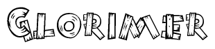 The clipart image shows the name Glorimer stylized to look like it is constructed out of separate wooden planks or boards, with each letter having wood grain and plank-like details.