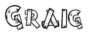 The clipart image shows the name Graig stylized to look as if it has been constructed out of wooden planks or logs. Each letter is designed to resemble pieces of wood.