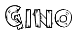 The image contains the name Gino written in a decorative, stylized font with a hand-drawn appearance. The lines are made up of what appears to be planks of wood, which are nailed together