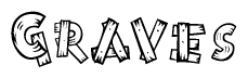 The clipart image shows the name Graves stylized to look like it is constructed out of separate wooden planks or boards, with each letter having wood grain and plank-like details.