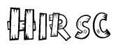 The clipart image shows the name Hirsc stylized to look as if it has been constructed out of wooden planks or logs. Each letter is designed to resemble pieces of wood.