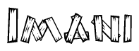 The clipart image shows the name Imani stylized to look like it is constructed out of separate wooden planks or boards, with each letter having wood grain and plank-like details.