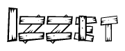 The clipart image shows the name Izzet stylized to look like it is constructed out of separate wooden planks or boards, with each letter having wood grain and plank-like details.