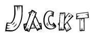 The clipart image shows the name Jackt stylized to look like it is constructed out of separate wooden planks or boards, with each letter having wood grain and plank-like details.