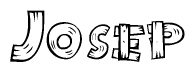 The clipart image shows the name Josep stylized to look like it is constructed out of separate wooden planks or boards, with each letter having wood grain and plank-like details.