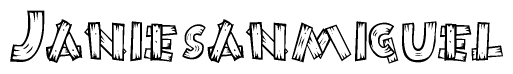The clipart image shows the name Janiesanmiguel stylized to look like it is constructed out of separate wooden planks or boards, with each letter having wood grain and plank-like details.