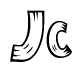 The clipart image shows the name Jc stylized to look as if it has been constructed out of wooden planks or logs. Each letter is designed to resemble pieces of wood.