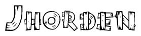The clipart image shows the name Jhorden stylized to look like it is constructed out of separate wooden planks or boards, with each letter having wood grain and plank-like details.