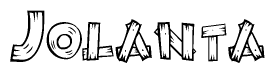 The clipart image shows the name Jolanta stylized to look like it is constructed out of separate wooden planks or boards, with each letter having wood grain and plank-like details.