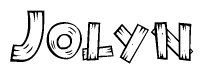 The clipart image shows the name Jolyn stylized to look like it is constructed out of separate wooden planks or boards, with each letter having wood grain and plank-like details.