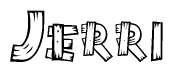 The clipart image shows the name Jerri stylized to look like it is constructed out of separate wooden planks or boards, with each letter having wood grain and plank-like details.
