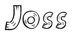 The clipart image shows the name Joss stylized to look like it is constructed out of separate wooden planks or boards, with each letter having wood grain and plank-like details.
