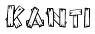 The clipart image shows the name Kanti stylized to look like it is constructed out of separate wooden planks or boards, with each letter having wood grain and plank-like details.