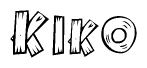 The clipart image shows the name Kiko stylized to look like it is constructed out of separate wooden planks or boards, with each letter having wood grain and plank-like details.