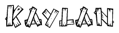 The clipart image shows the name Kaylan stylized to look like it is constructed out of separate wooden planks or boards, with each letter having wood grain and plank-like details.