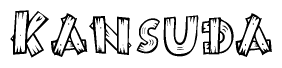 The clipart image shows the name Kansuda stylized to look like it is constructed out of separate wooden planks or boards, with each letter having wood grain and plank-like details.