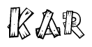 The clipart image shows the name Kar stylized to look like it is constructed out of separate wooden planks or boards, with each letter having wood grain and plank-like details.